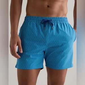 NWT QUINCE 7” Inseam Italian Swim Trunks Mini Diamond Geo Blue Men’s XXL 6596
